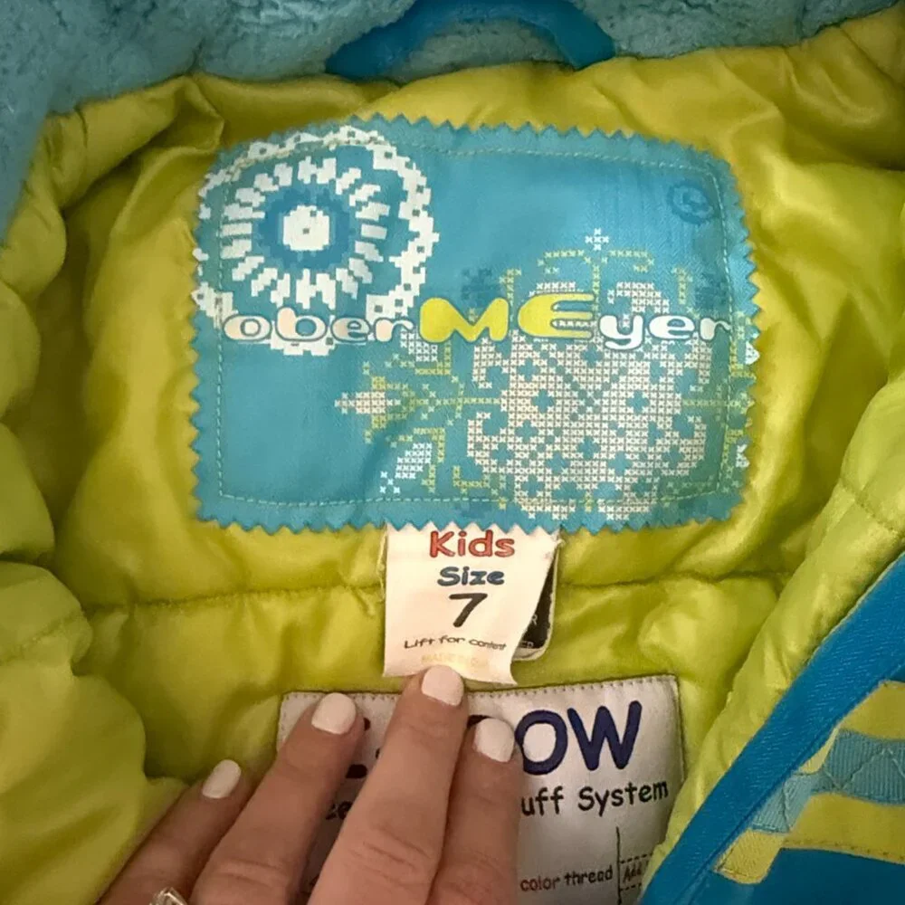 Obermeyer Kids Ski Jacket Size 7 Blue Removable Hood Winter Coat